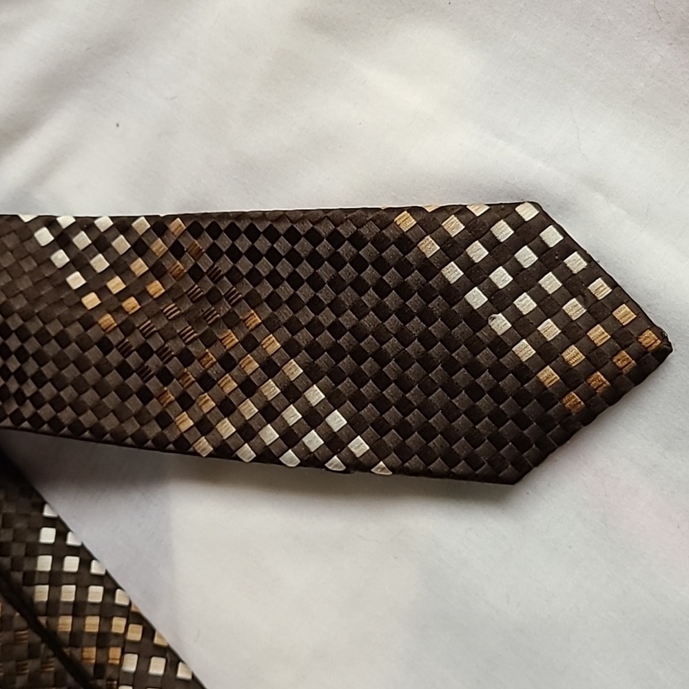 Vintage Bergeré Necktie Diagonal Striped Checkered Pattern